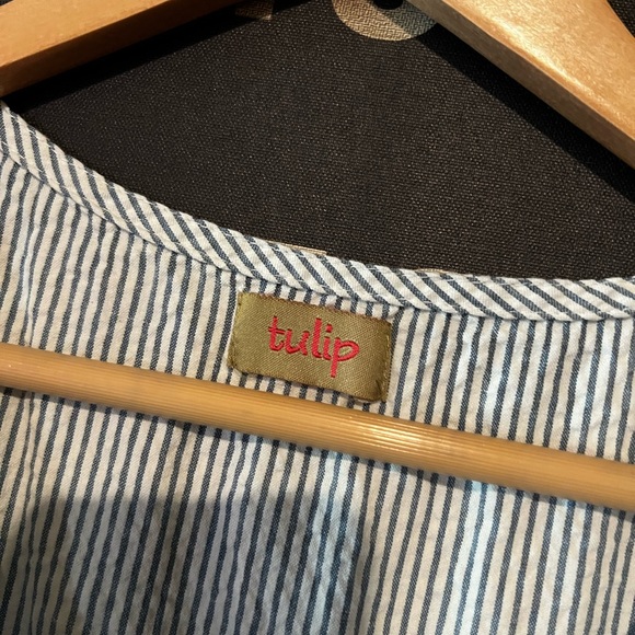 Tulip blue and white striped sleeveless midi boho dress size extra small - Picture 6 of 13